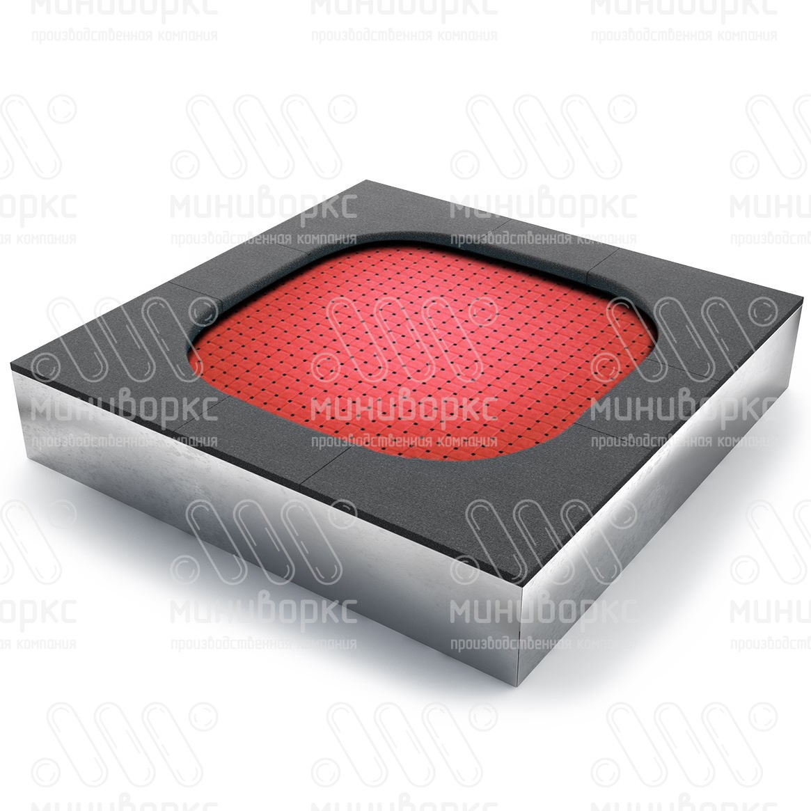 Батут квадратной формы, антивандальный, встраиваемый, для детских площадок, цвет черный/желтый – SL1500-1018/9005 - 2