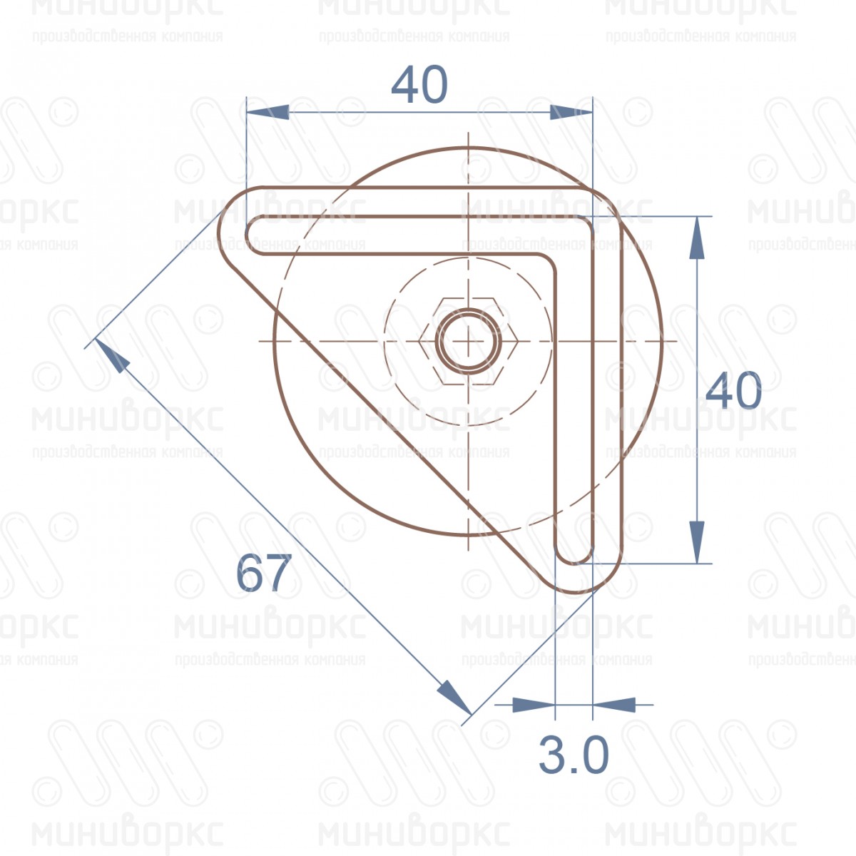 Комплект опоры под уголок 38х38, 40х40 мм и шарнирной опоры с основанием Ø50 мм, под ключ 17, цвет черный – U40-40M10.D50x45 - 6