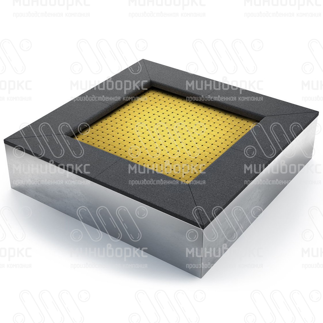 Батут квадратной формы, антивандальный, встраиваемый, для детских площадок, цвет черный/красный – S1000-3020/9005 - 2